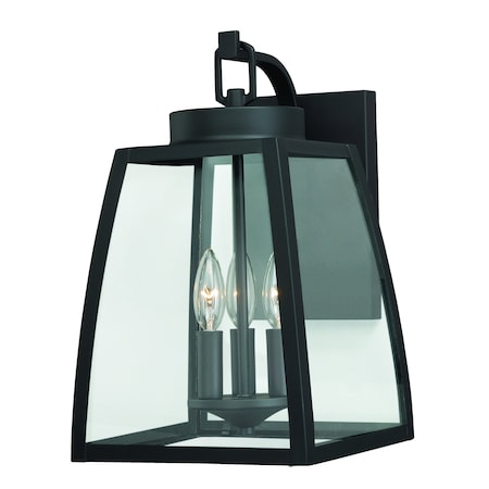 Vaxcel Granville 3 Light Bronze Geometric Outdoor Wall Lantern Clear Glass T0208